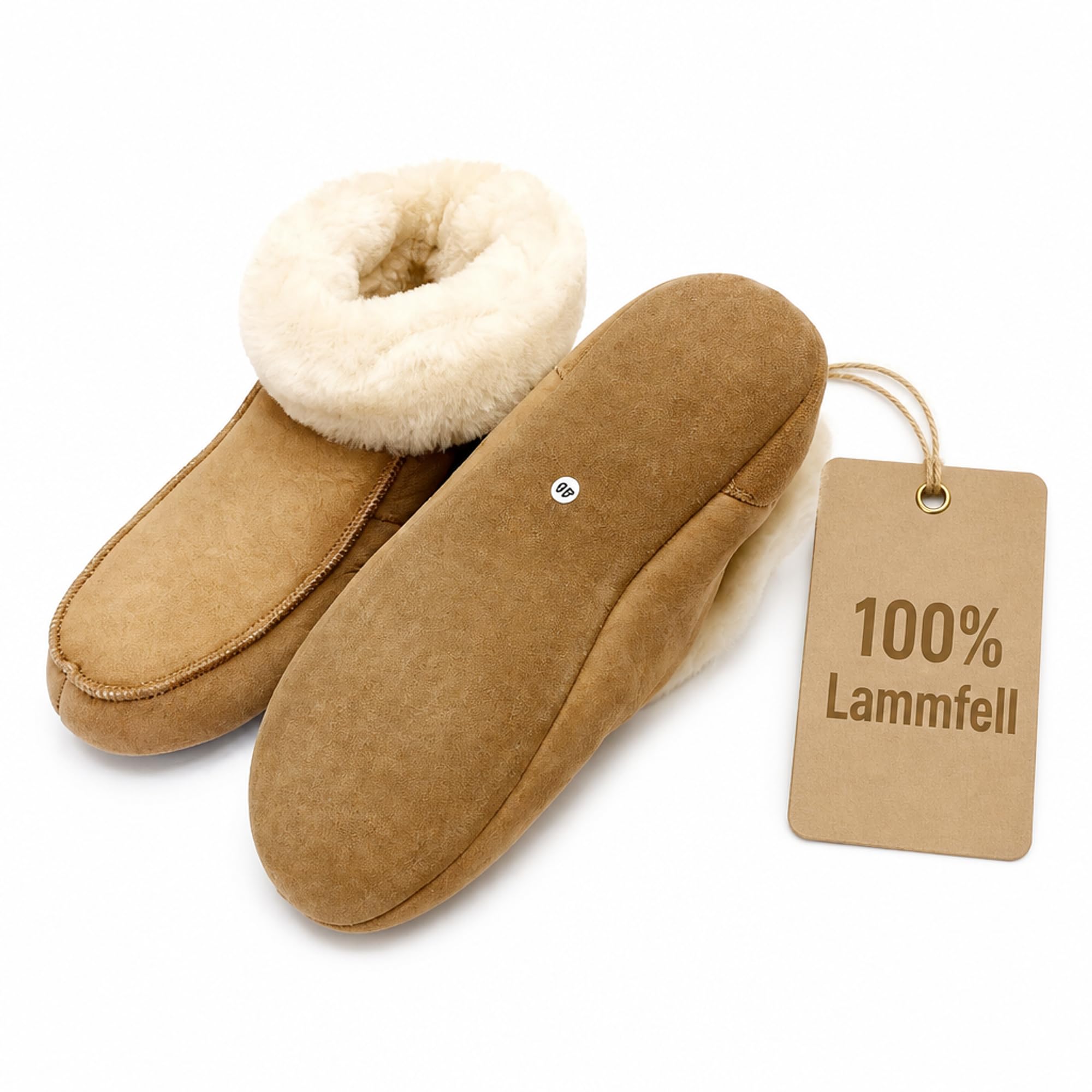 Hausschuh aus Lammfell Ledersohle Hüttenschuh Hüttenpatschen Damen Herren Unisex Winter-Sommer Hausschuhe Naturprodukt atmungsaktiv