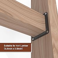 Vista 6 de Paquete de 4 conectores de placa de poste de madera de 4 x 4 pulgadas, base de poste de cubierta con recubrimiento en polvo, base de anclaje