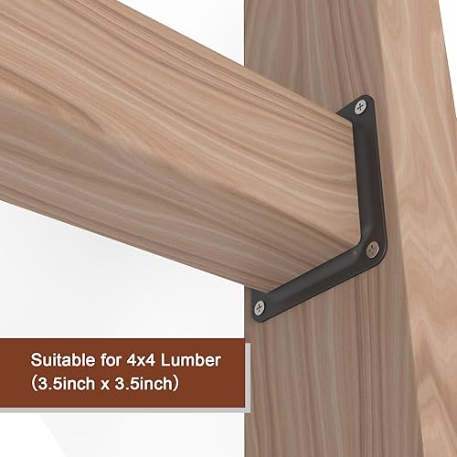 Miniatura 6 de FOROIRON Paquete de 4 conectores de placa de poste de madera de 4 x 4 pulgadas, base de poste de cubierta con recubrimiento en polvo, base de