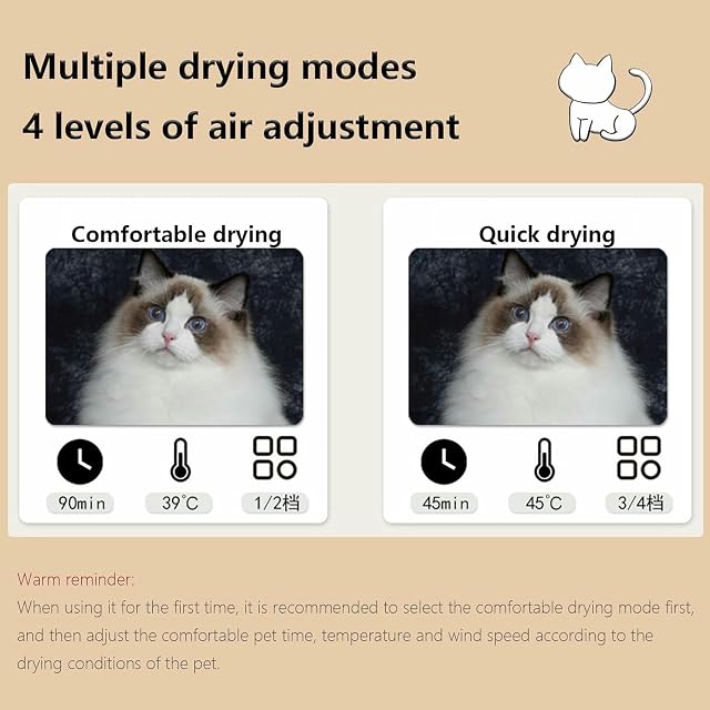 Foto 6 de 8 de VYUJHNBG Caja Automática De Secador De Mascotas, Temperatura Ajustable Secador De Gato Tranquilo