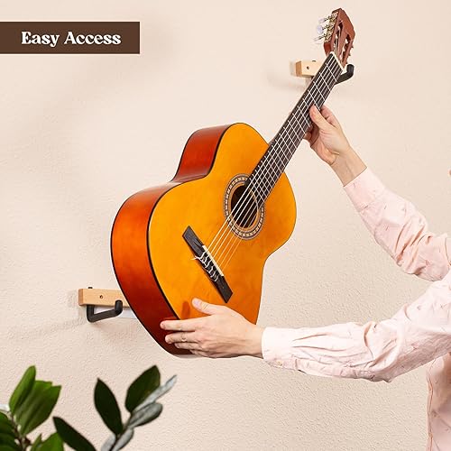 Miniatura 9 de soporte horizontal para guitarra, con inclinación, para mostrar guitarra, ukulele, bajo, guitarra eléctrica, banjo, en un ángulo inclinado de lado