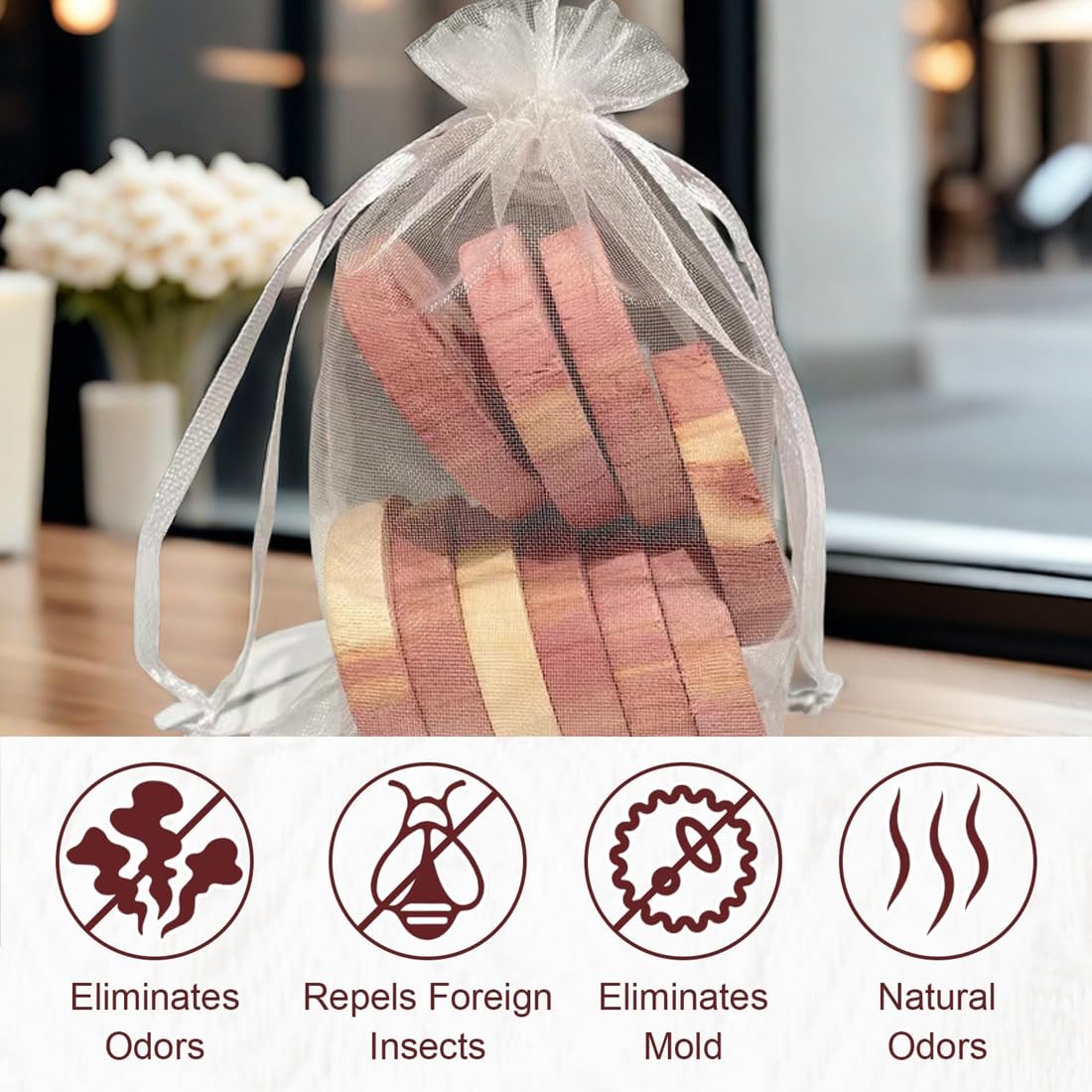 24 Piezas de Madera de Cedro, Natural Contra Polillas, Producto 100% Natural y Puro Sin Químicos, Repelente de Primera Clase para Armarios, Duradera Contra de la Ropa y para Ropa