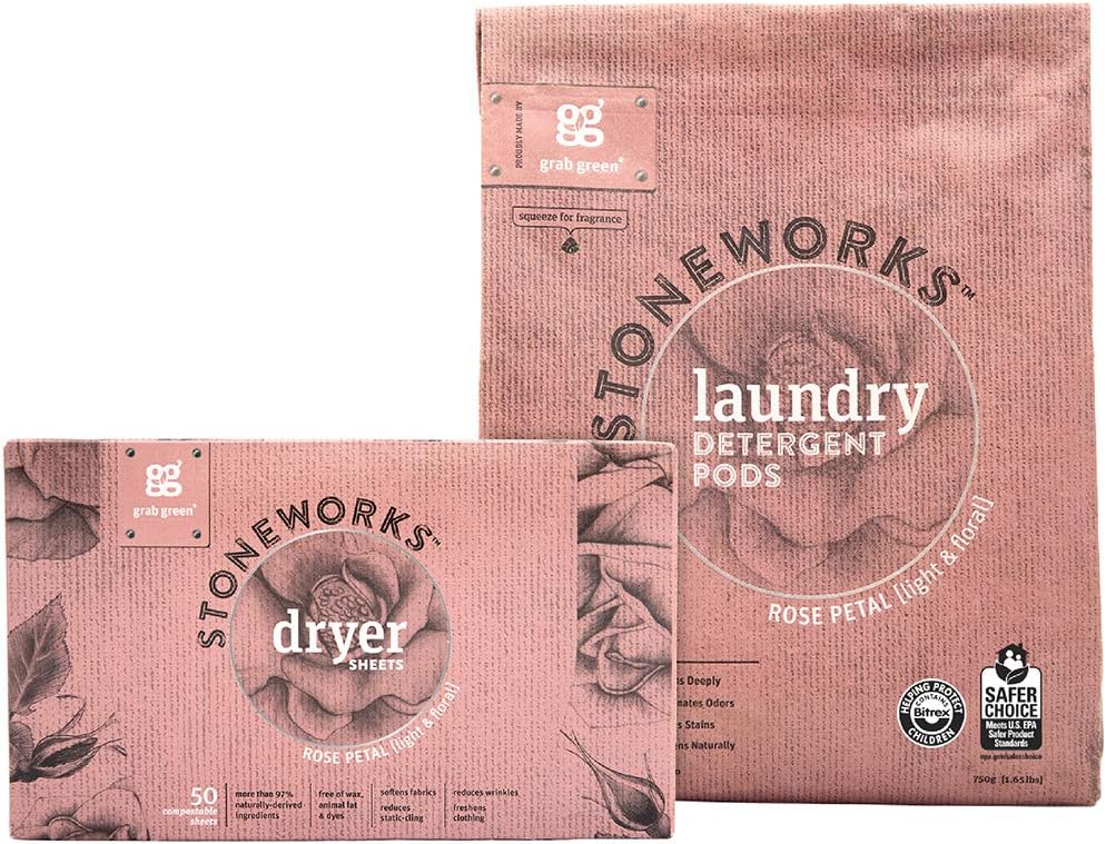 Grab Green Stoneworks Laundry Detergent Pods and Dryer Sheet Kit