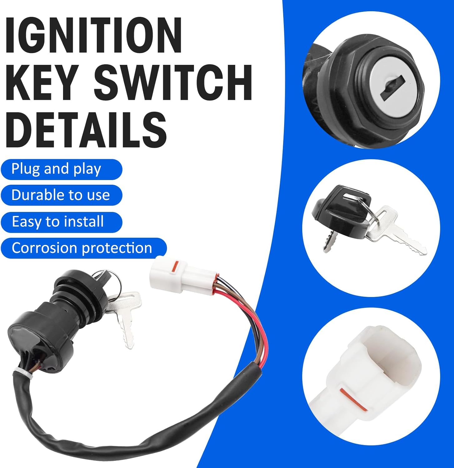M MATI Start Stop Switch & Ignition Key Switch for Yamaha Raptor 50 Raptor 80 Grizzly 80 Badger 80 1995-2008 4EM-83975-00-00 4GB-82510-12-00 4GB-82510-11-00
