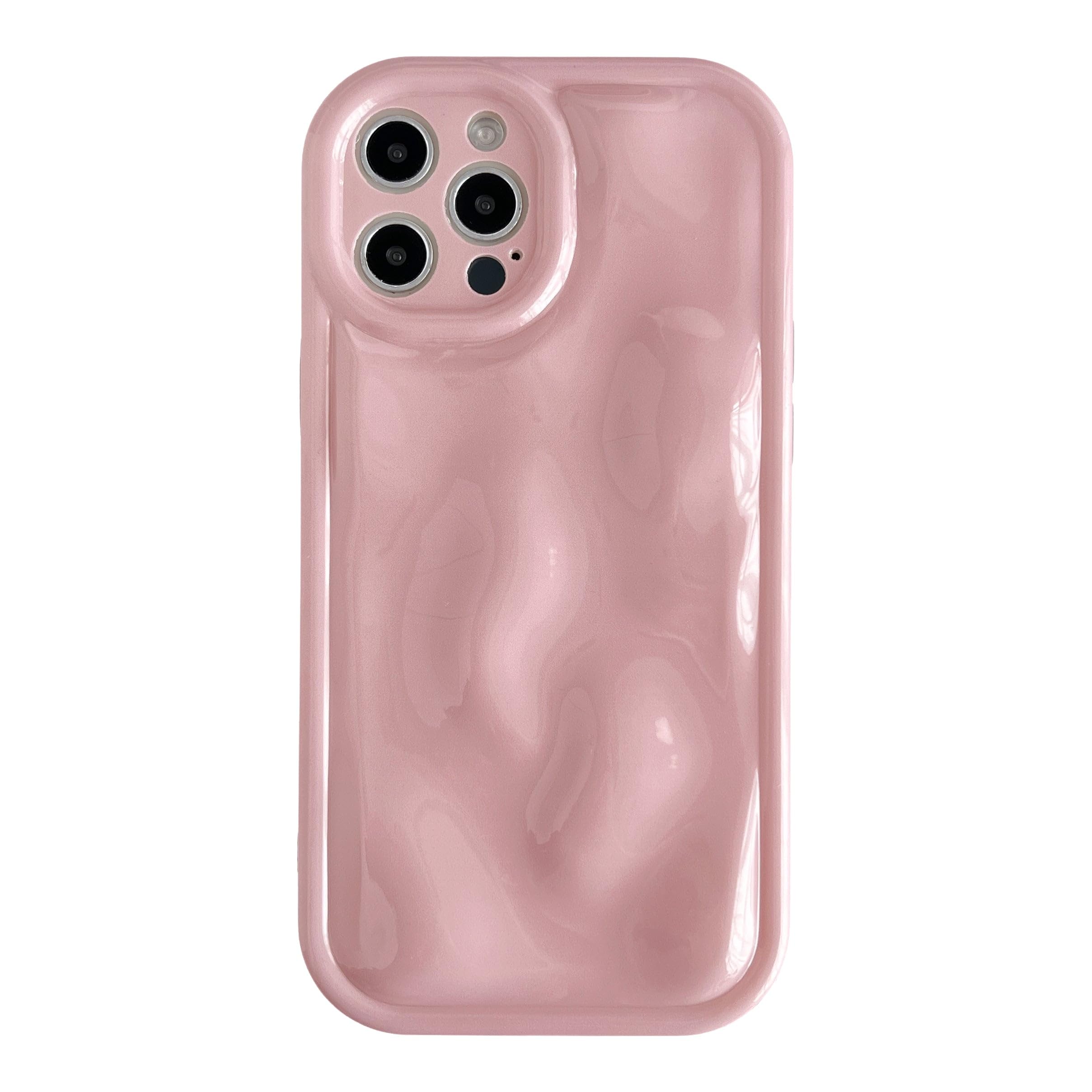 Caseative for iPhone 12 Pro Max Case,Water Ripple Wave Meteorite Bubble Chrome Plating Soft Phone Case (Pink)