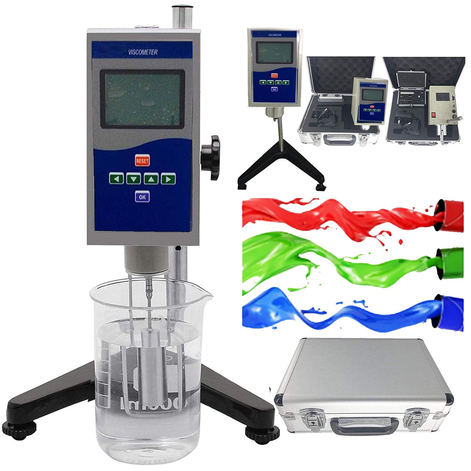 Rotary Viscometer Viscosity Meter Digital Rotational Viscometer with 1~100000mPa.s Accuracy ±1% Fluidimeter Accuracy ±1% Automatically selecting Proper Rotor and Speed