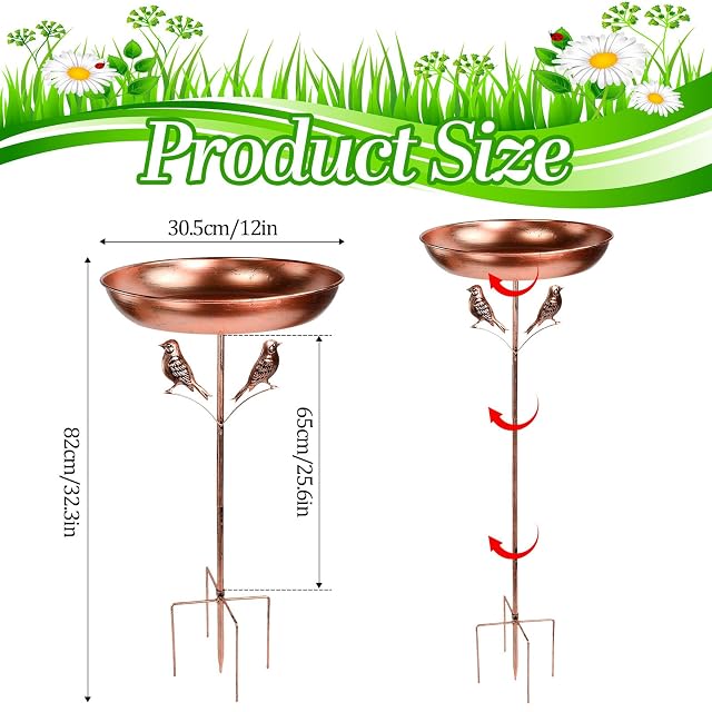 Foto 2 de 8 de UHETLET Comedero para Pájaros Exterior Φ 30 x 80 cm, Comedero y Bebedero para Pajaros con Pie