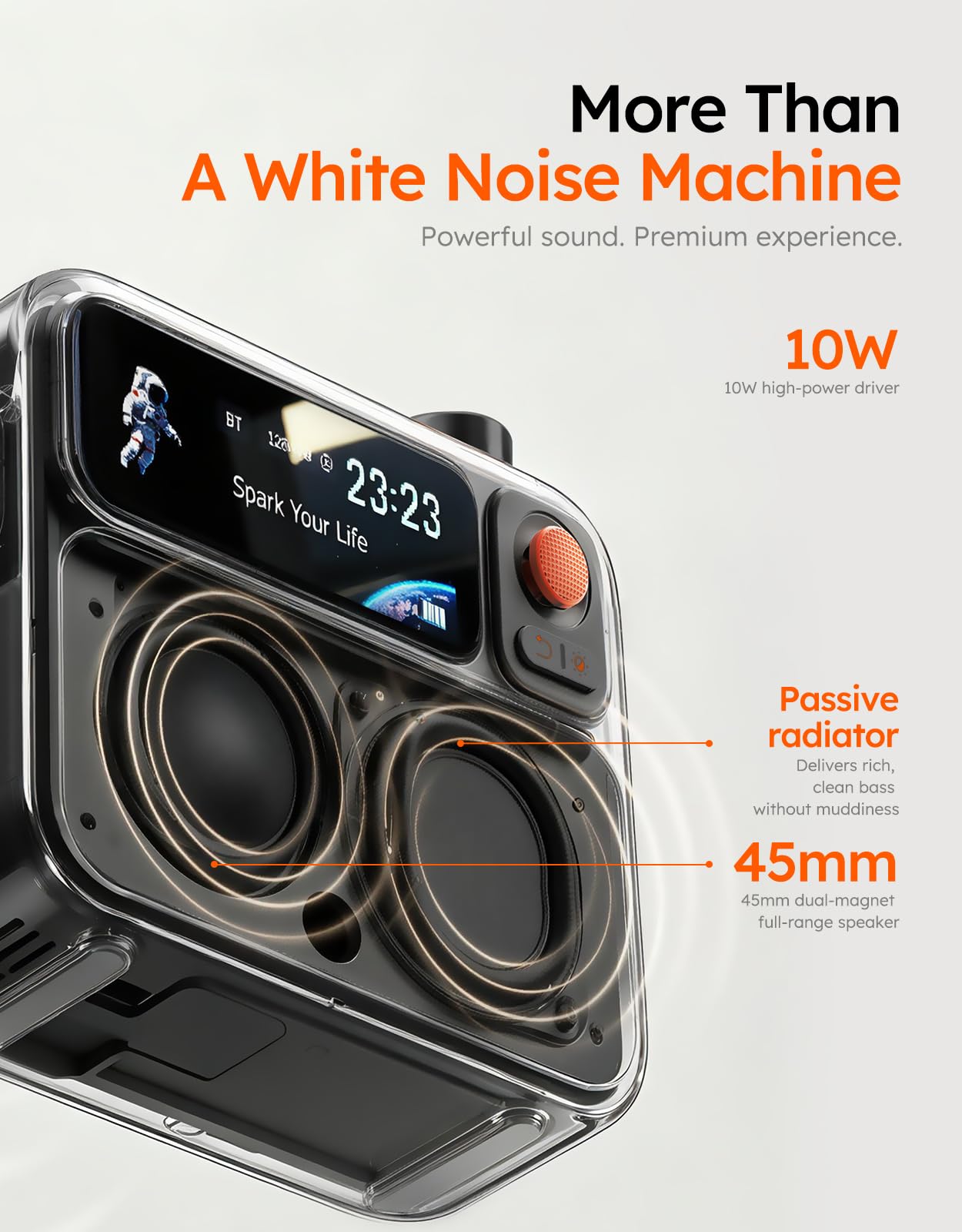 Divoom FlowToo Schlafsound Maschine mit Bluetooth-Lautsprecher, Weißes Rauschen, 90+ Schlafsounds, Pixel-Display, Wecker & Timer für Schlafzimmer und Home Office