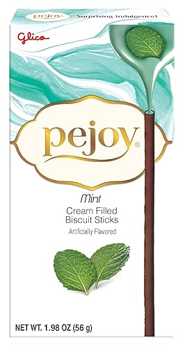 Glico Pejoy Mint Cream Filled Cocoa Biscuit Sticks, 1.98 oz (Pack of 10) - Mint
