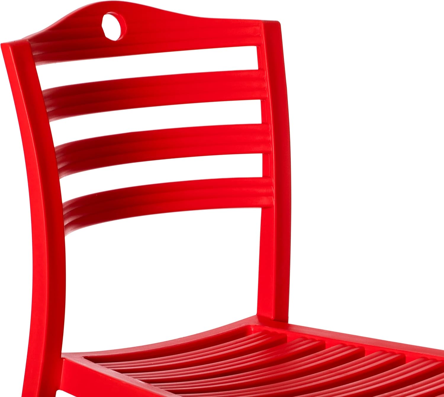 Fabulaxe Stackable Modern Plastic Indoor and Outdoor Dining Chair with Ladderback Design for All Weather Use, Red