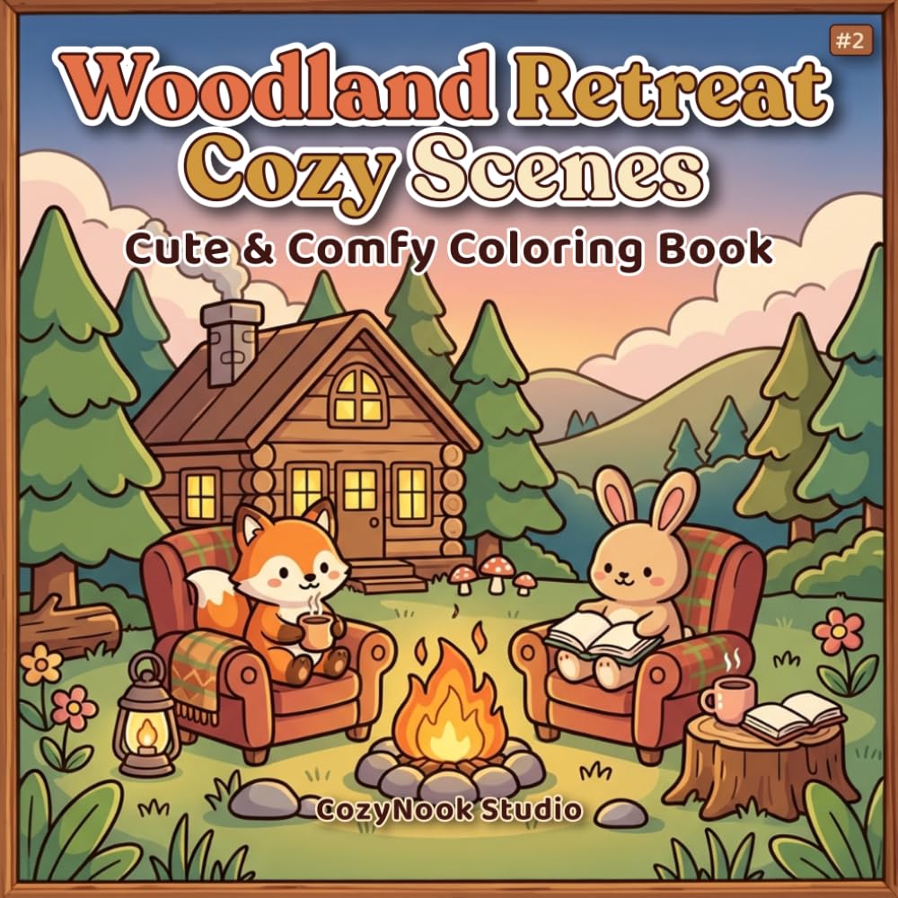 Woodland Retreat Cozy Scenes: Cute & Comfy Coloring Book for Adults and Teens | Bold & Easy Hygge Designs for Relaxation