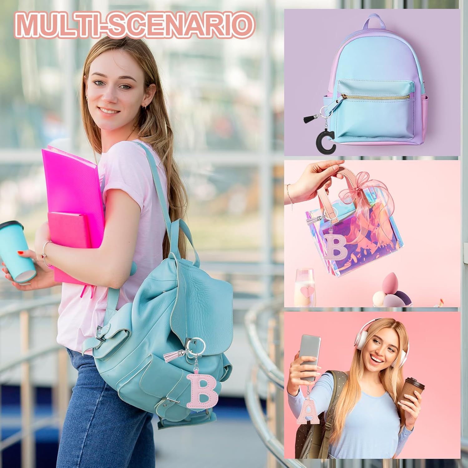 PATIKIL Alphabet Initial Letter Keychain, Cute Leather Keychains with Tassel Letter Pendant Charm for Women Key - Image 7