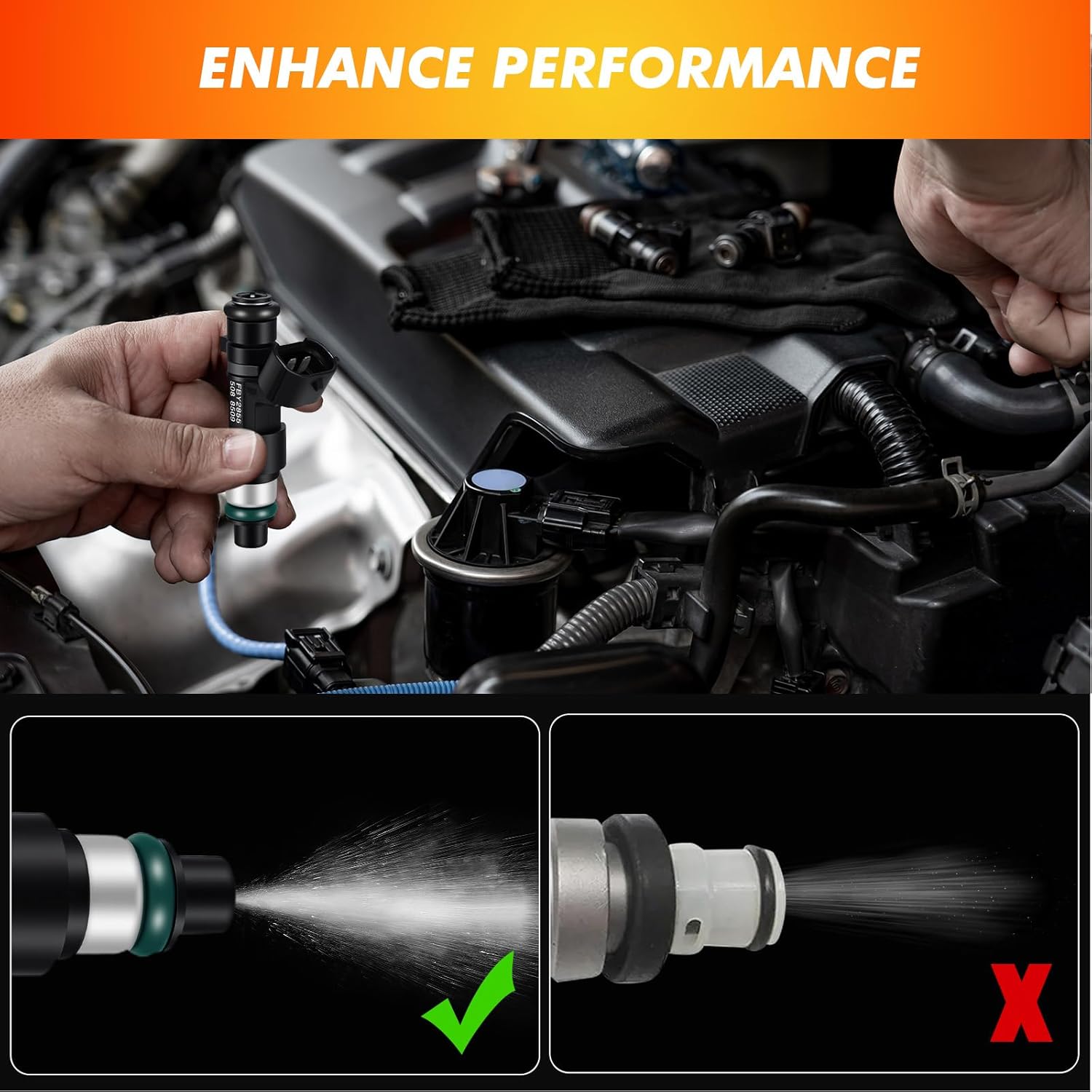 2014-2021 4Pcs Fuel Injectors Compatible for Nissan Altima 2015-2018 Rogue 2014-2018 2.5L L4, NV200 2018-2021 2.0L L4 Replace FBY2855 166009HP0A