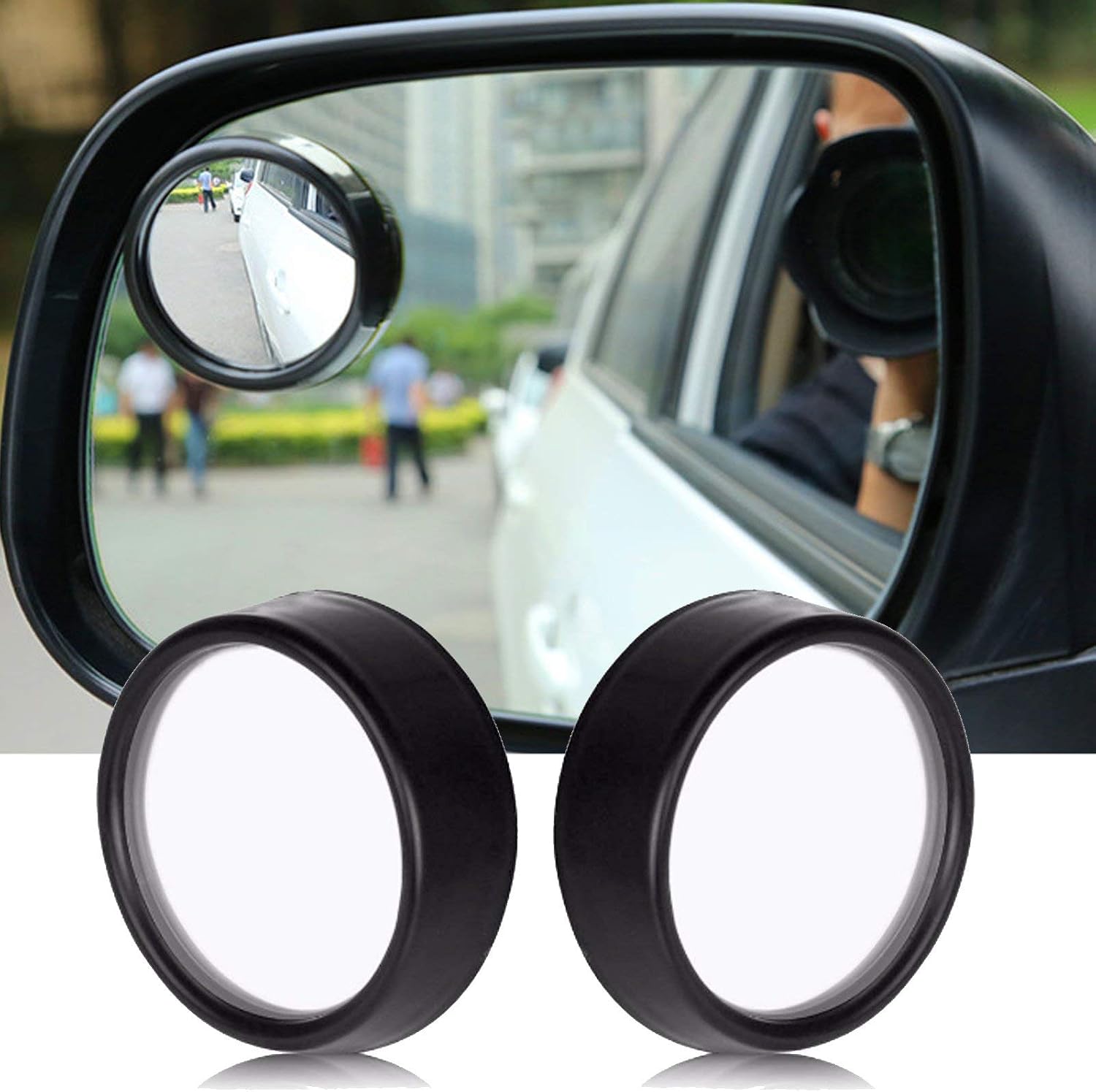x xotic tech Blind Spot Mirror, 2'' Silver Round HD Glass Convex Adjustable Wide Angle Rear View Mirror,Universal For Car SUVs Truck Motorcycle (2pcs)