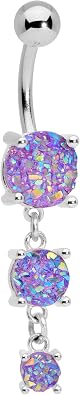 Body Candy 14G 316L Stainless Steel Navel Ring Piercing Iridescent Fancy Triple Dangle Belly Button Ring