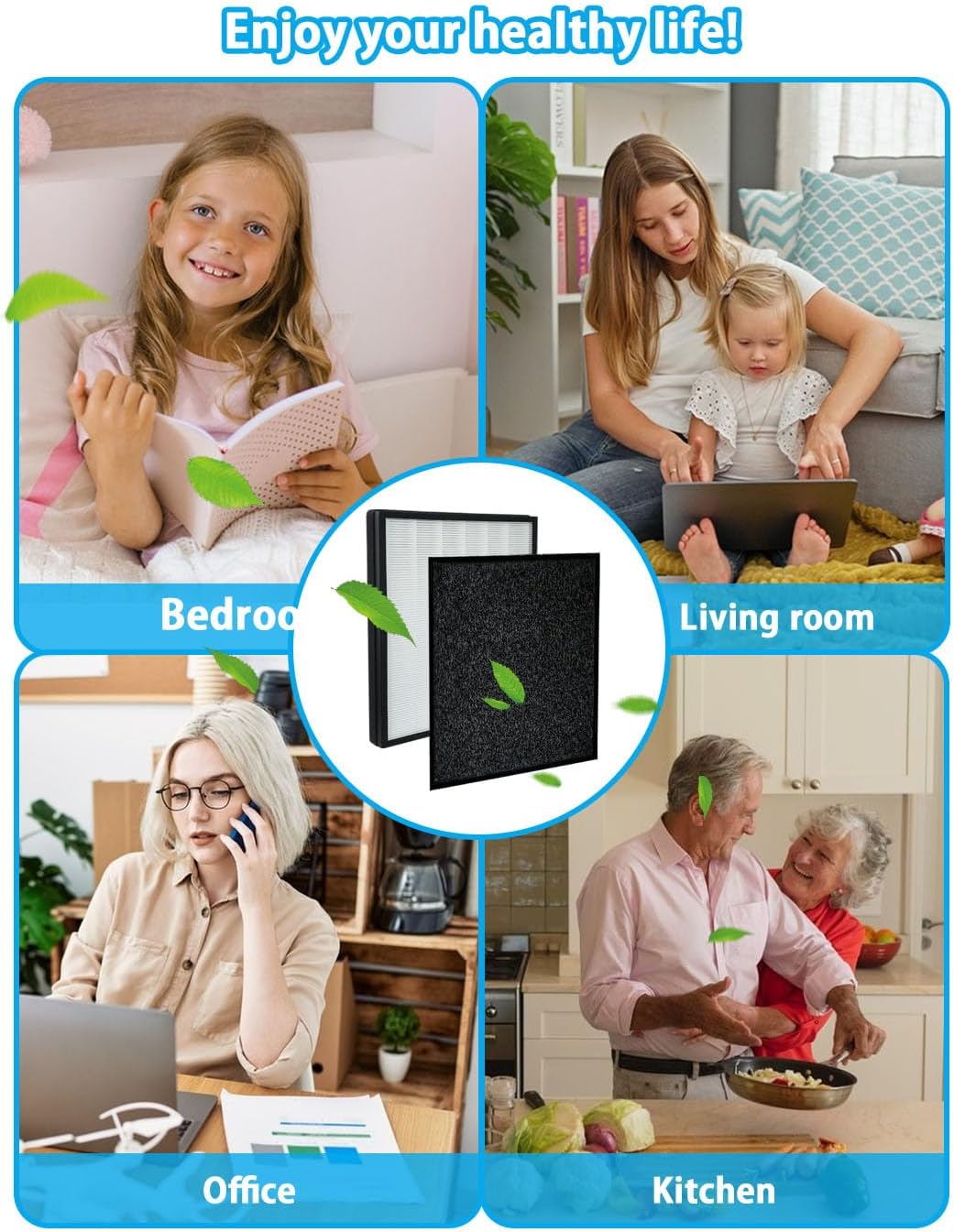 BBT BAMBOOST FLT5900 Replacement Filter J Compatible with GermGuardian AC5900WCA and AC5900WDLX Air Purifier, 2 Pack H13 True HEPA Filters+4 Pack Activated Carbon Pre-Filters - Image 6