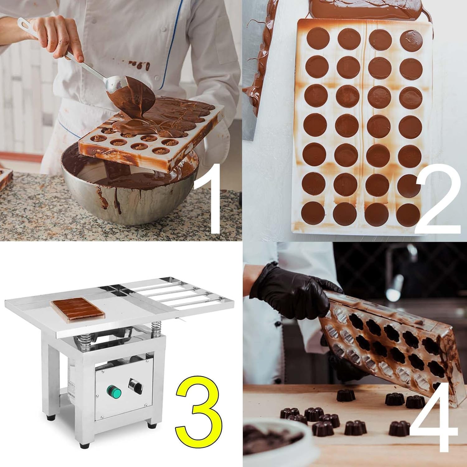 Tabletop Chocolate Vibration Table,Expel Liquid Bubbles,Stainless Steel Mini Vibrating Workbench,for Handmade Chocolate Making