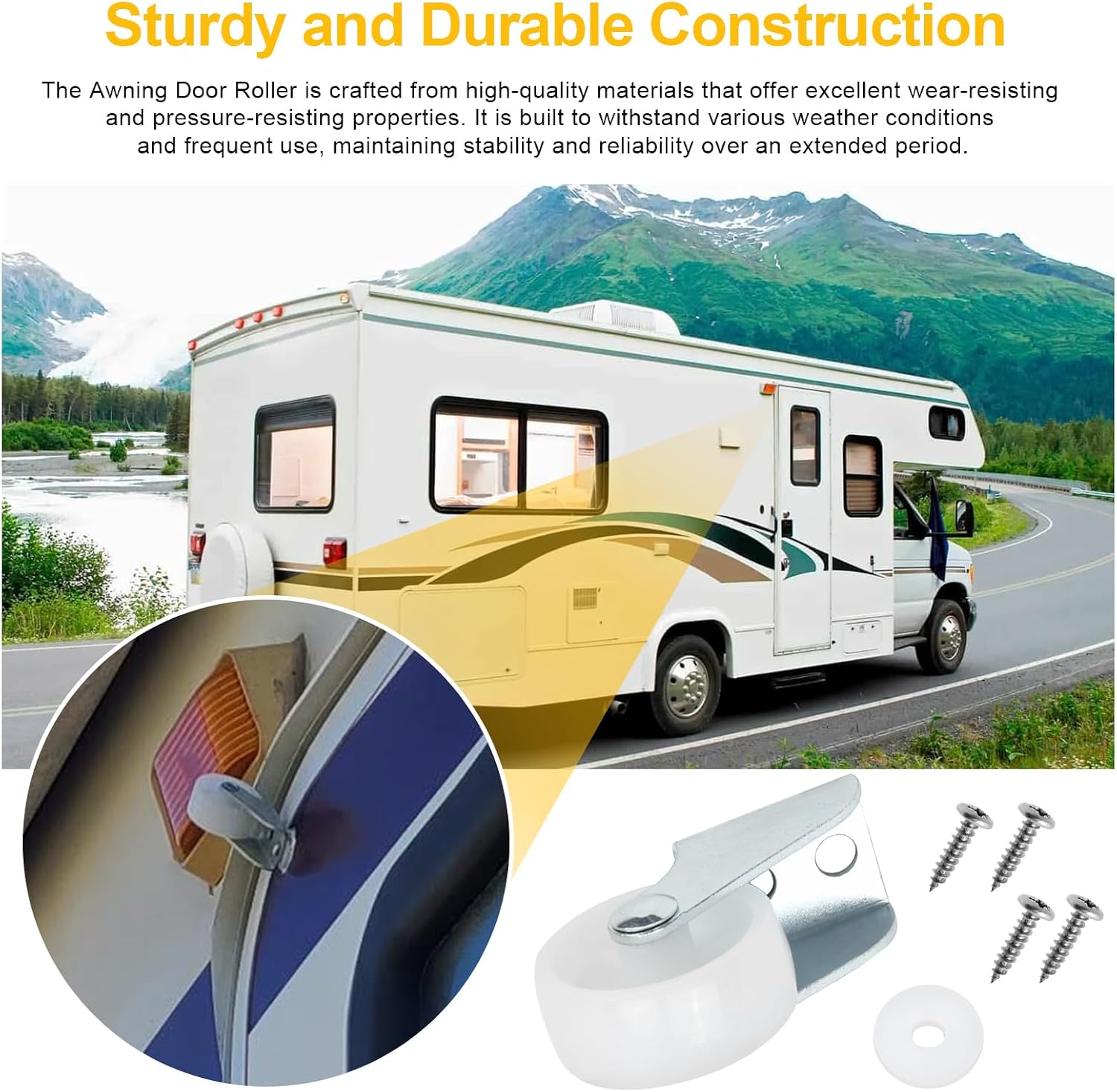 RV Door Awning Roller Wheel Replacement for JR Products 05004 Track, Universal Camper Screen Door Shade Parts, Travel Trailer Awning Replacement,Camper Canopy Roller Protector, Disc