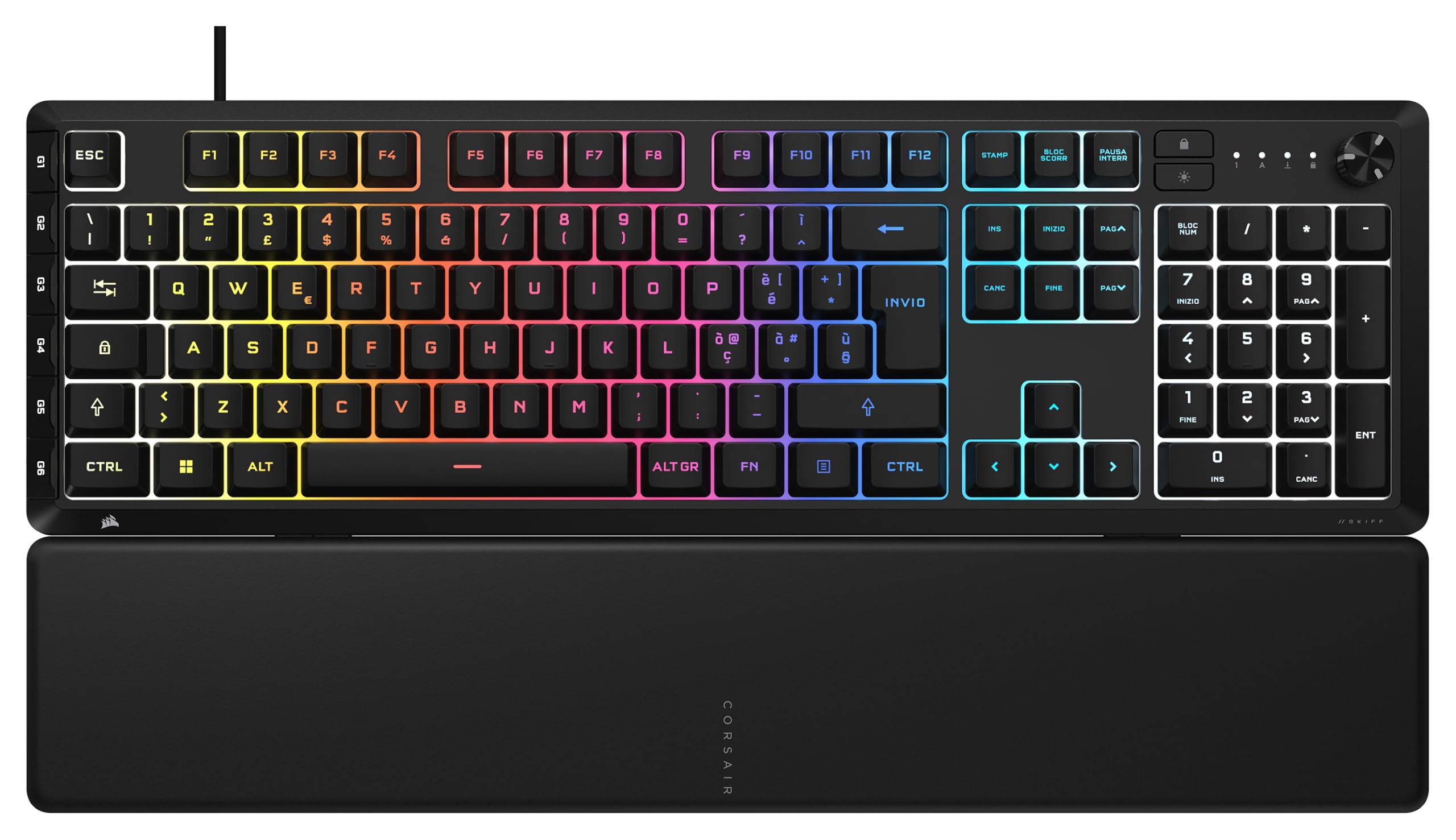 CORSAIR SKIFF 100 PLUS Tastiera da Gioco RGB Cablata Silenziosa – IT, Nero