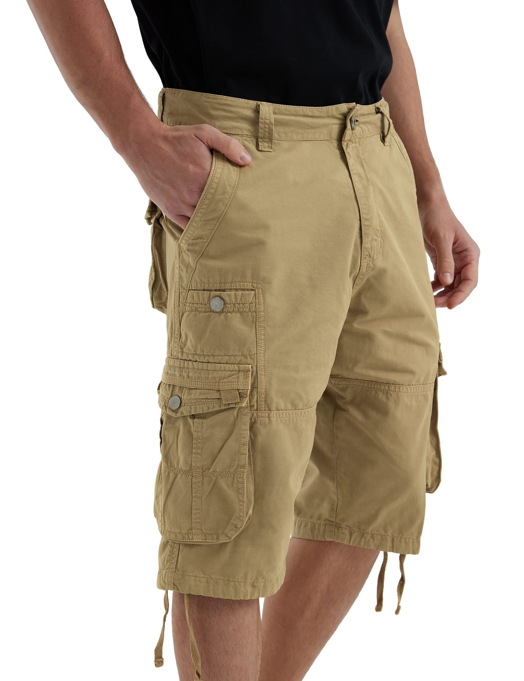 JAWERU Cargo Shorts for Men Multi Pockets Mens Shorts Below Knee Casual Hiking Summer Shorts