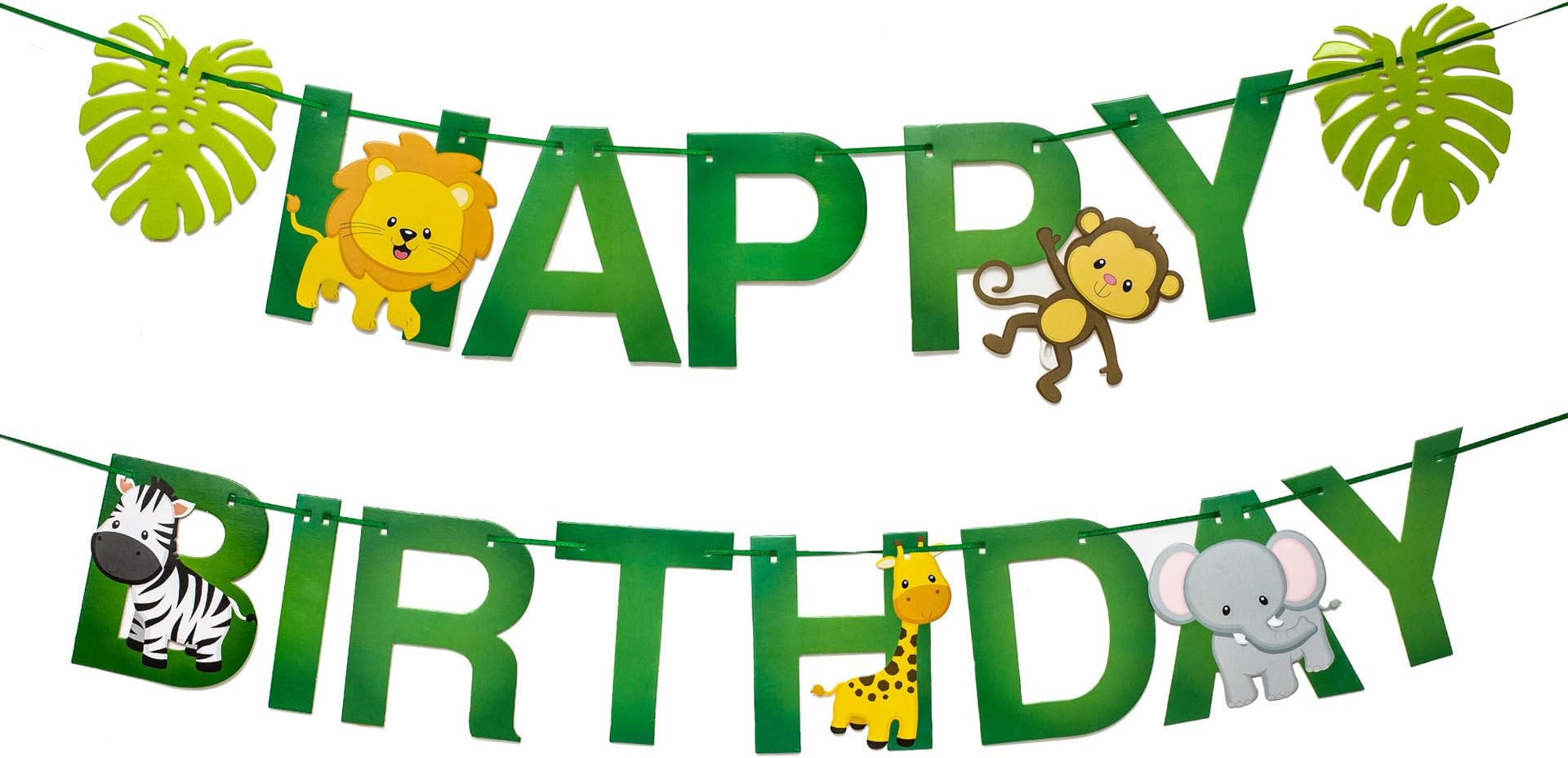 Losuya Happy birthday Banner Jungle Animal Paper Bunting for Birthday Party Decoration