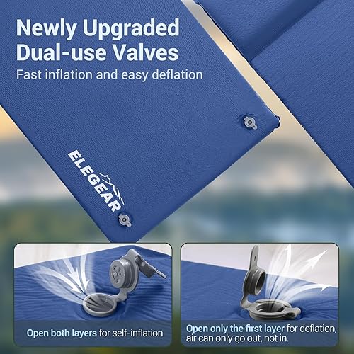 Miniatura 6 de Elegear Almohadilla de dormir autoinflable, 3.15 pulgadas, almohadilla de espuma viscoelástica ultra gruesa para acampar con almohada de inflado