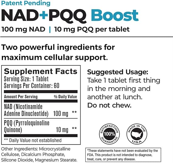 Best 365 Labs NADPQQ Boost | NAD+ Supplement with PQQ for Mitochondria | 60 Tablets | High Bioavailability Formula