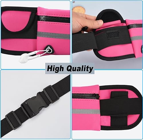 Miniatura 4 de Riñonera de cinturón para correr,Riñonera resistente al agua,Bolsa ajustable para correr, Rojo rosa, Ajustable, Sencillo