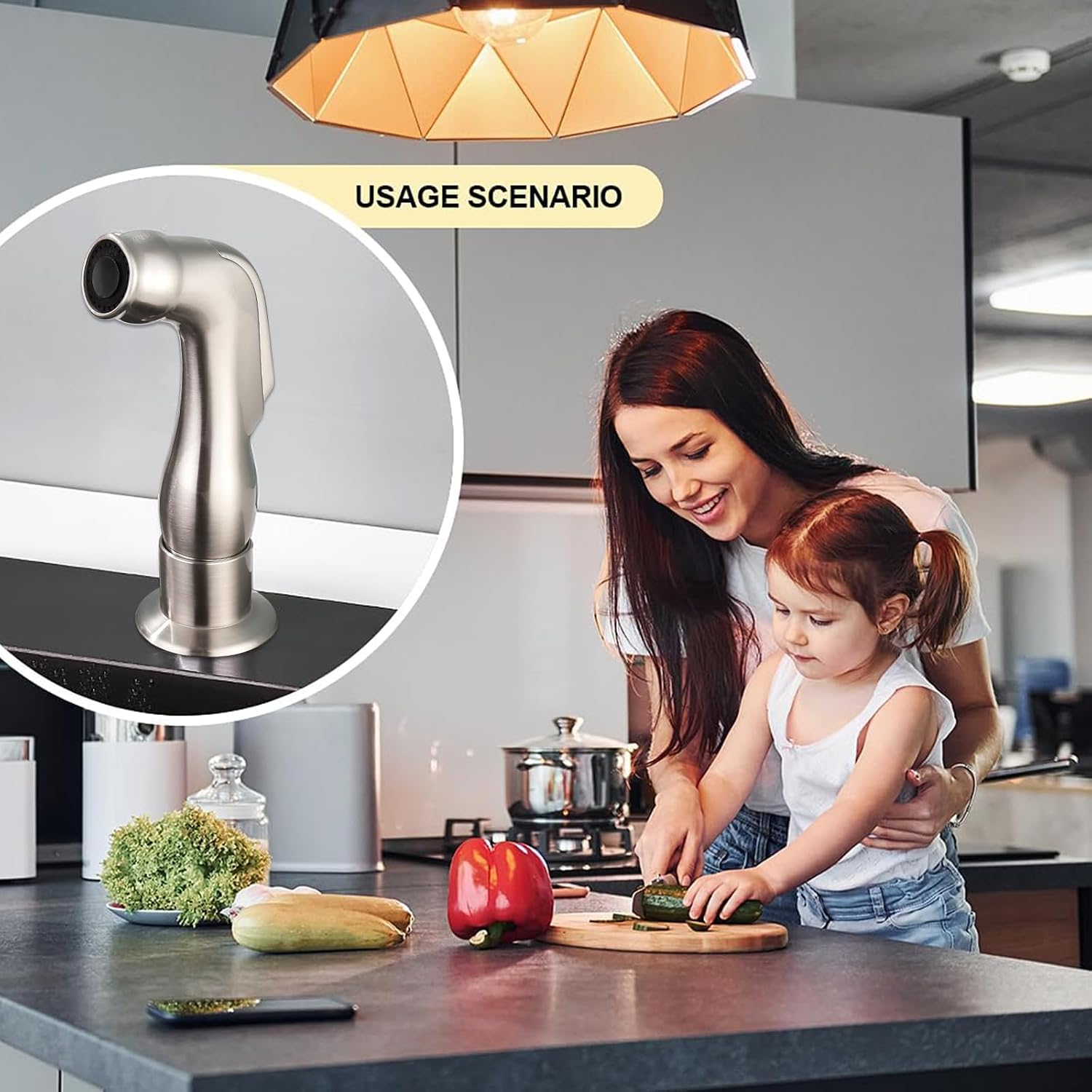 Kitchen Replacement Side Sprayer Compatible with Moen Universal Chrome Sink Hose Attachment for Faucet, Use with Kitchen Sink Faucets Parts, 179108 (Brushed)