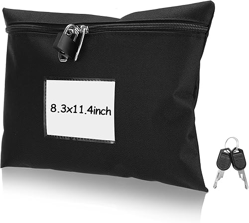 Bolsa de dinero con cerradura y 2 llaves Bolsa de dinero para efectivo con cerradura 11.4 x 8.3 pulgadas, bolsa de depósito bancario de dinero,