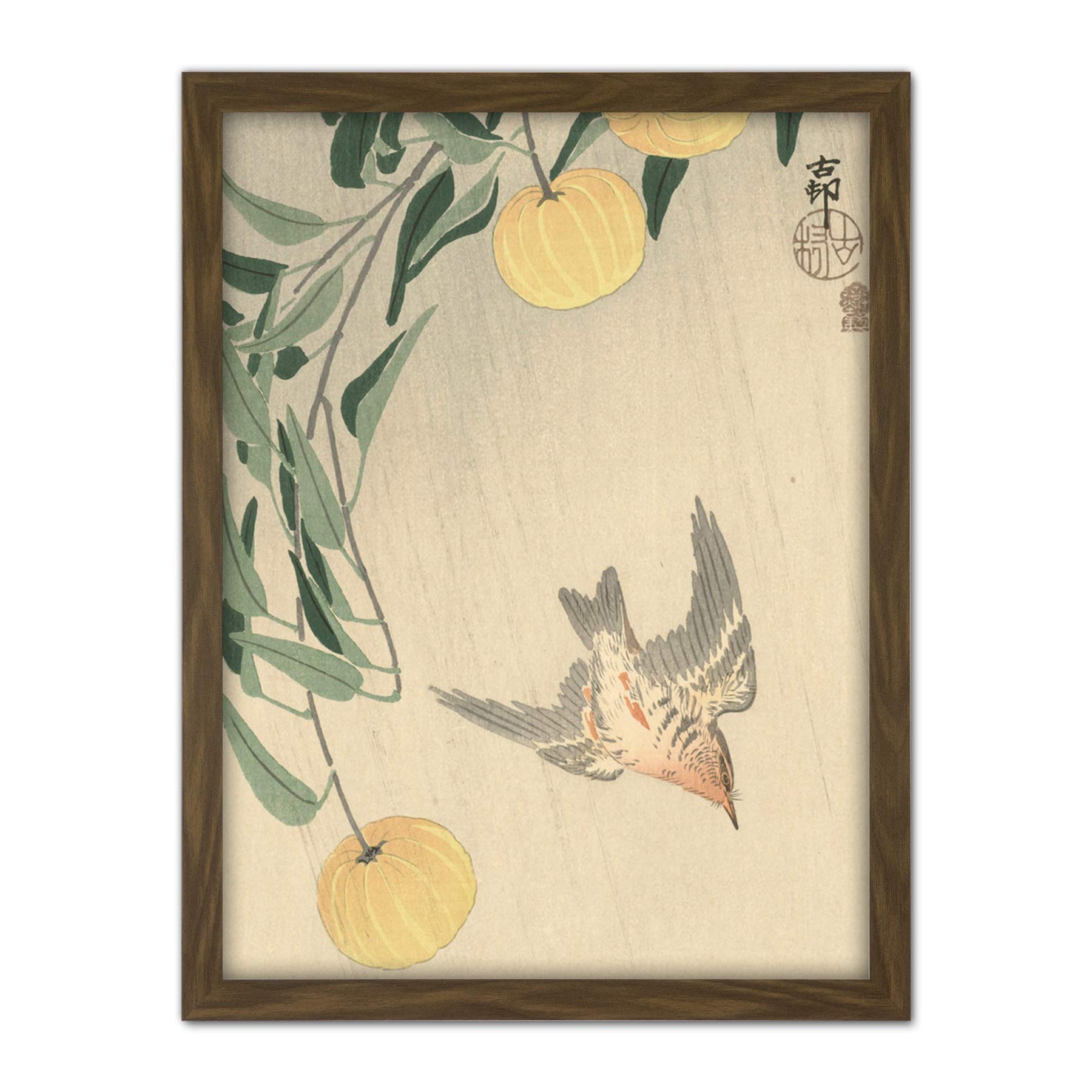 Artery8 Ohara Koson Cuckoo In The Rain Japanese Painting Artwork Framed Wall Art Print 18X24 Inch