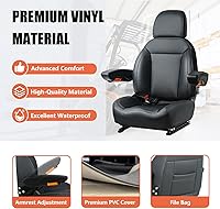 Vista 3 de Asiento Universal de Tractor, Asiento de Carretilla Elevadora con Cinturón de Seguridad y Respaldo Ajustable, Reposacabezas, Reposabrazos