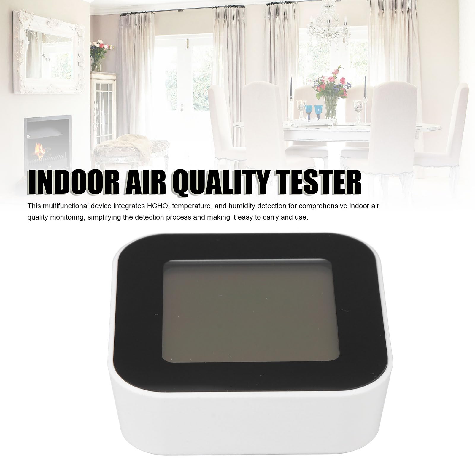 HCHO Temperature Humidity Monitoring Detector, Large Display Portable Air Quality Tester with Sensor for Rental House Office Classroom