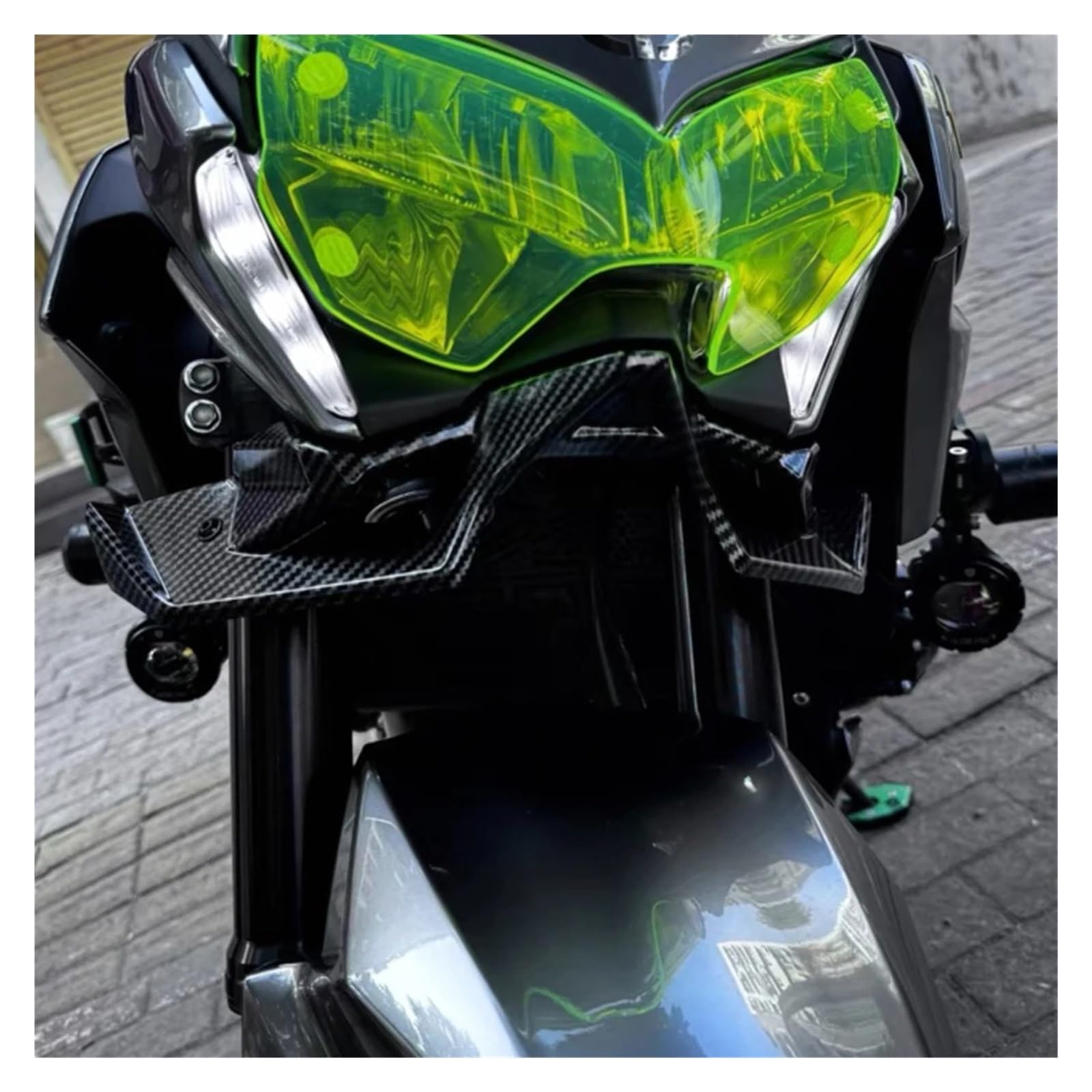 Alettone laterale moto Per Kawasaki Per Z900 2020 2021 2022 2023 2024 2025 ABS SE Accessori Moto Anteriore Winglet Aerodinamico Ala Spoiler Kit(Carbon fiber)