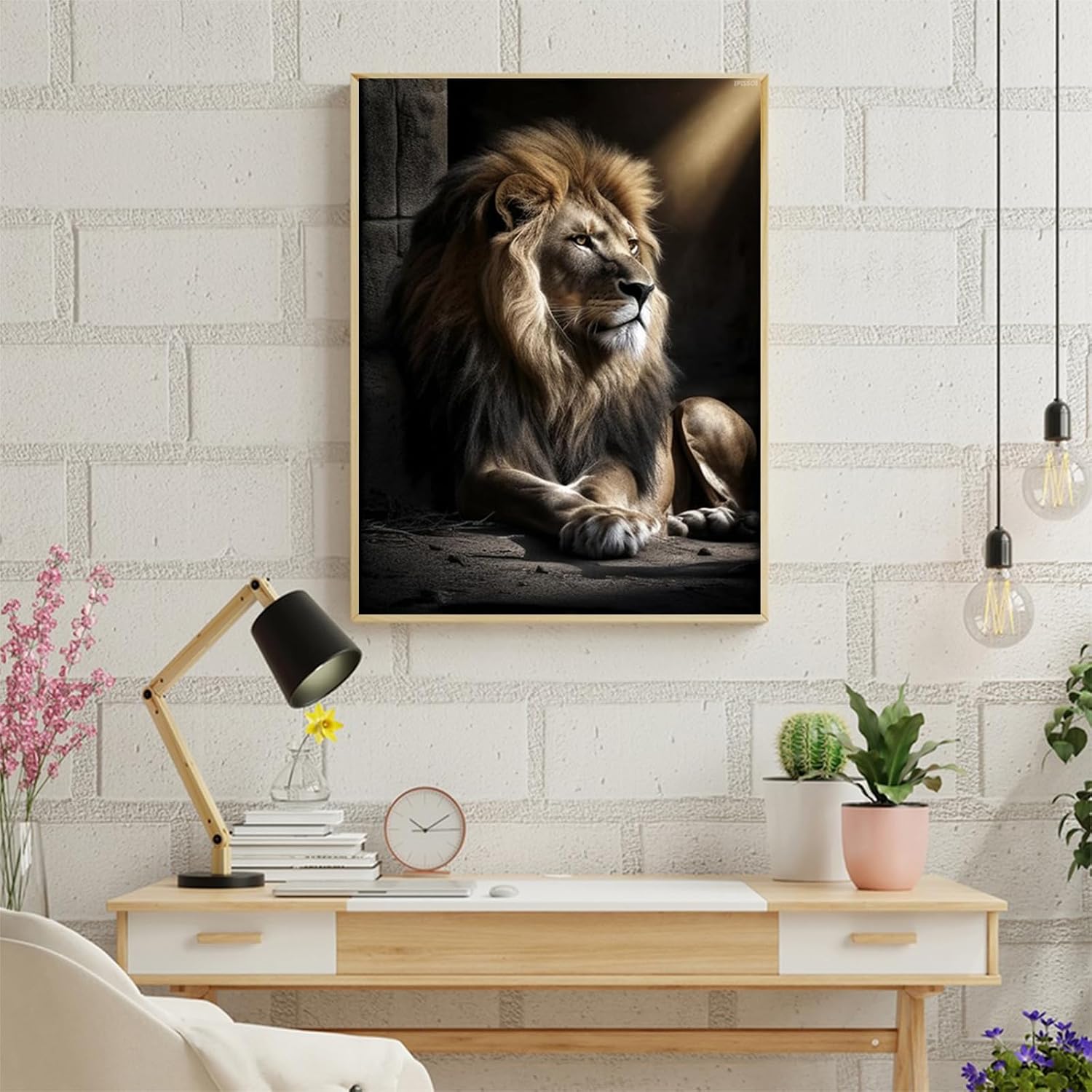 5D DIY Diamond Painting Kits Full Drill, Diamond Painting Kits Art, Animal Diamond Art, Strange Lion Diamond Painting Craft for Home Office Wall Decor 12x16 inch