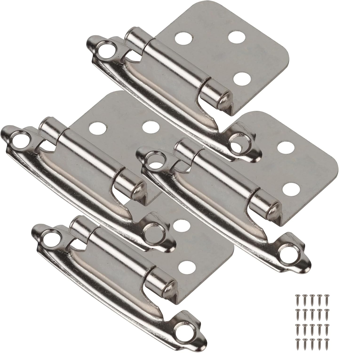 Cabinet hinges 1/2 in overlay, satin nickel, self-closing
