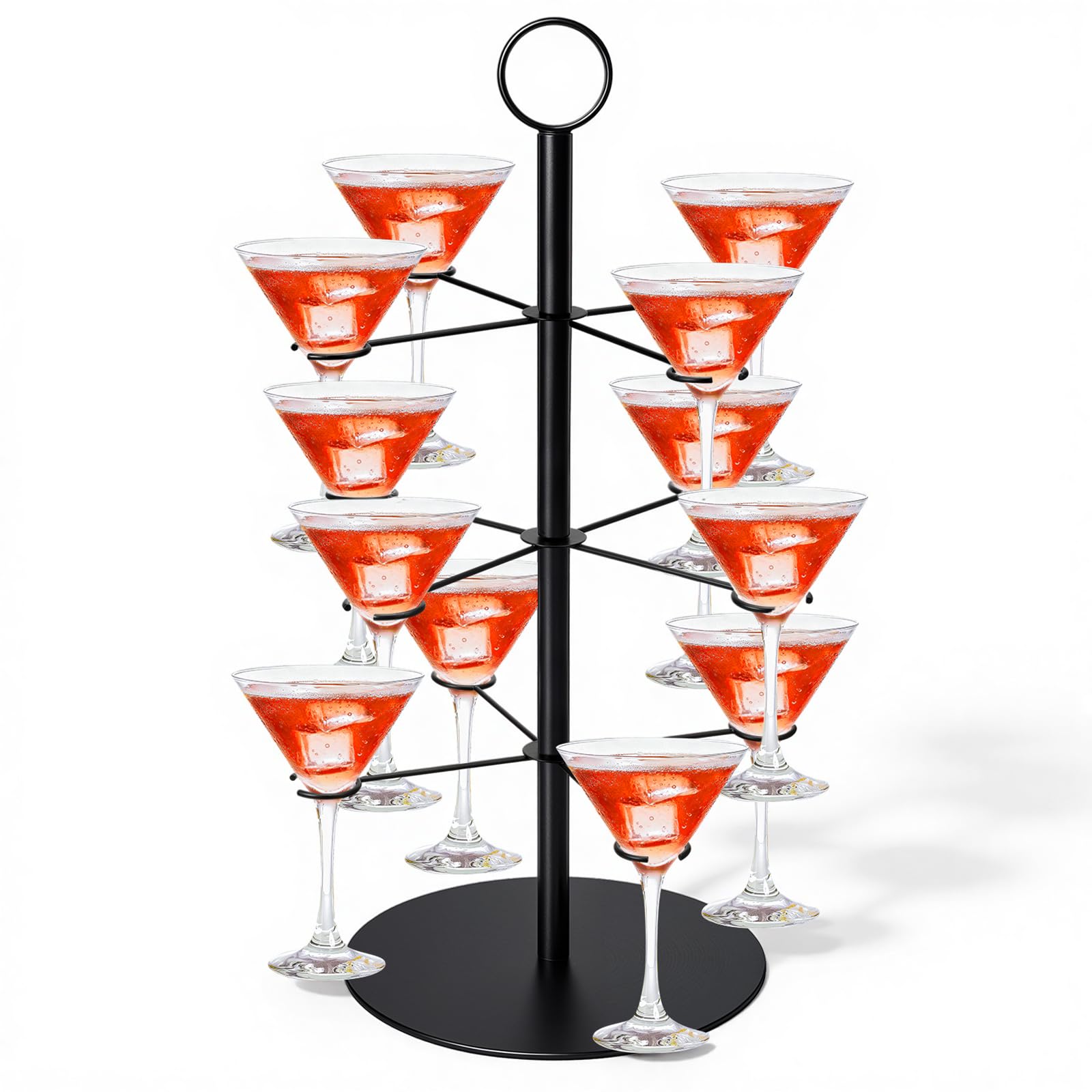 Photo 1 of IANFAN Cocktail Tree Stand for Parties, 3 Tier 12 Holders Metal Drink Tower, Wine Glass Holder Stand for Bar Champagne Tower Martinis Stands Mimosa Towers