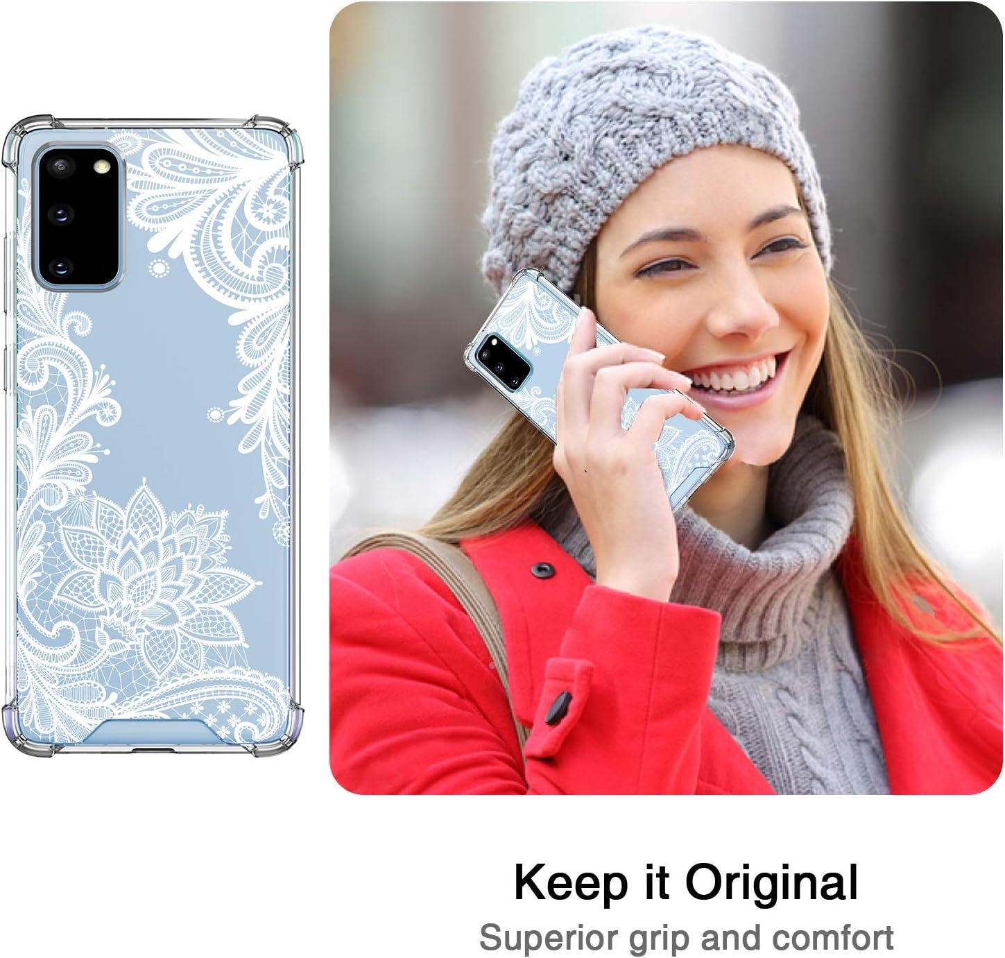 Cutebe Case for Galaxy S20, Shockproof Series Hard PC+ TPU Bumper Protective Case for Samsung Galaxy S20 6.2 Inch 2020 Release White