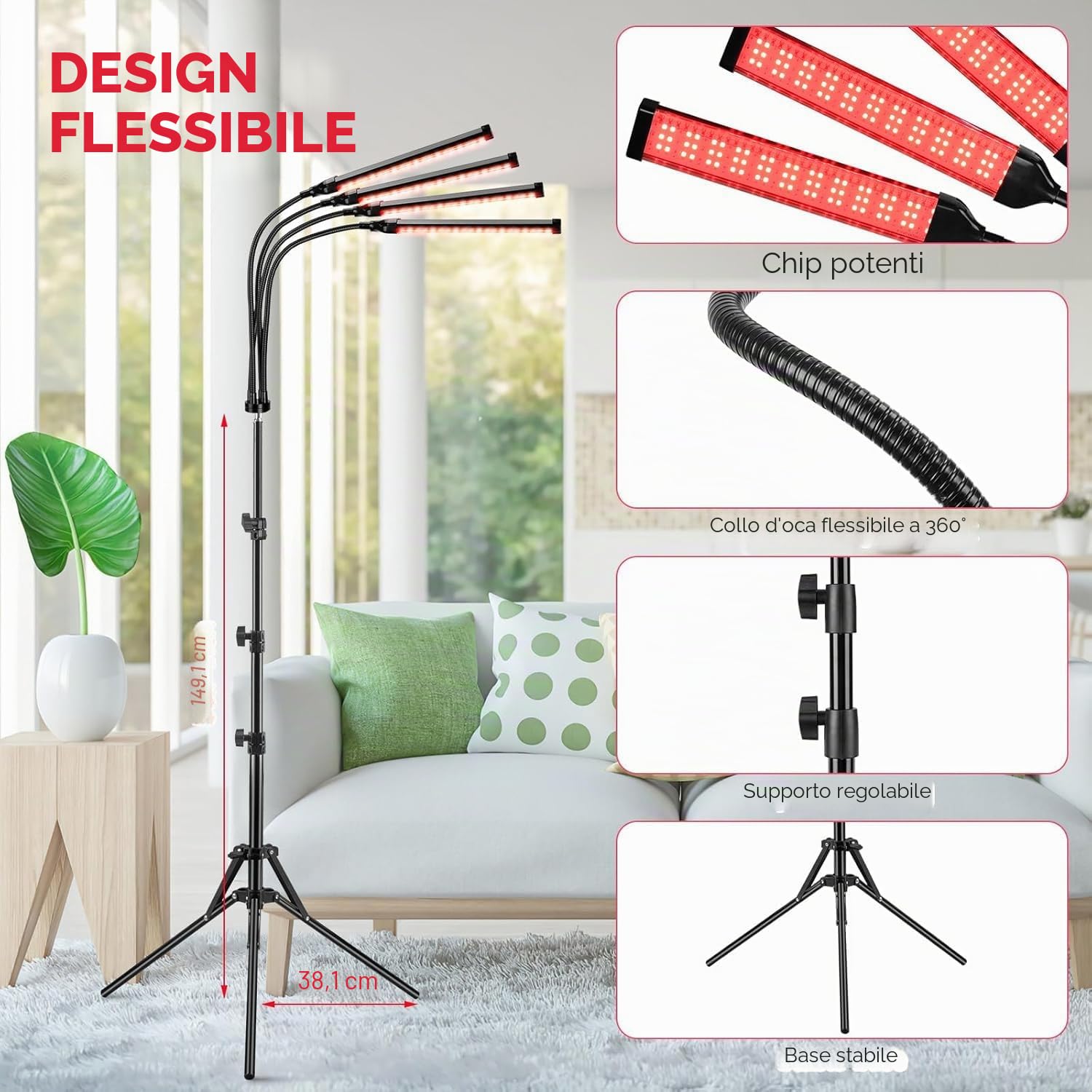 Lampada infrarossi riscaldante,420 LEDs Lampada infrarossi aggiornata, Luce rossa profonda da 660 nm e 850 nm, Luce rossa con supporto, per viso collo e schiena(La lampada non si riscalda)