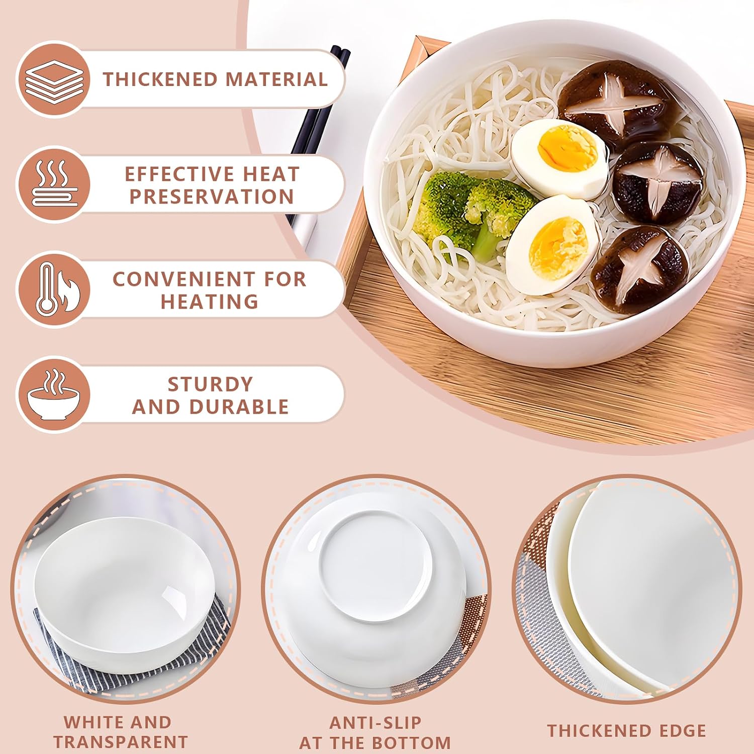 (White, 9",2 Pcs Large Ceramic Serving Bowls, For Salad Soup Pasta