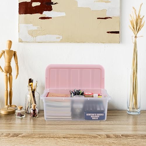 Miniatura 6 de Rosebloom - Caja de almacenamiento de plástico de 14 cuartos de galón, contenedor de almacenamiento con tapa rosa, 2 paquetes