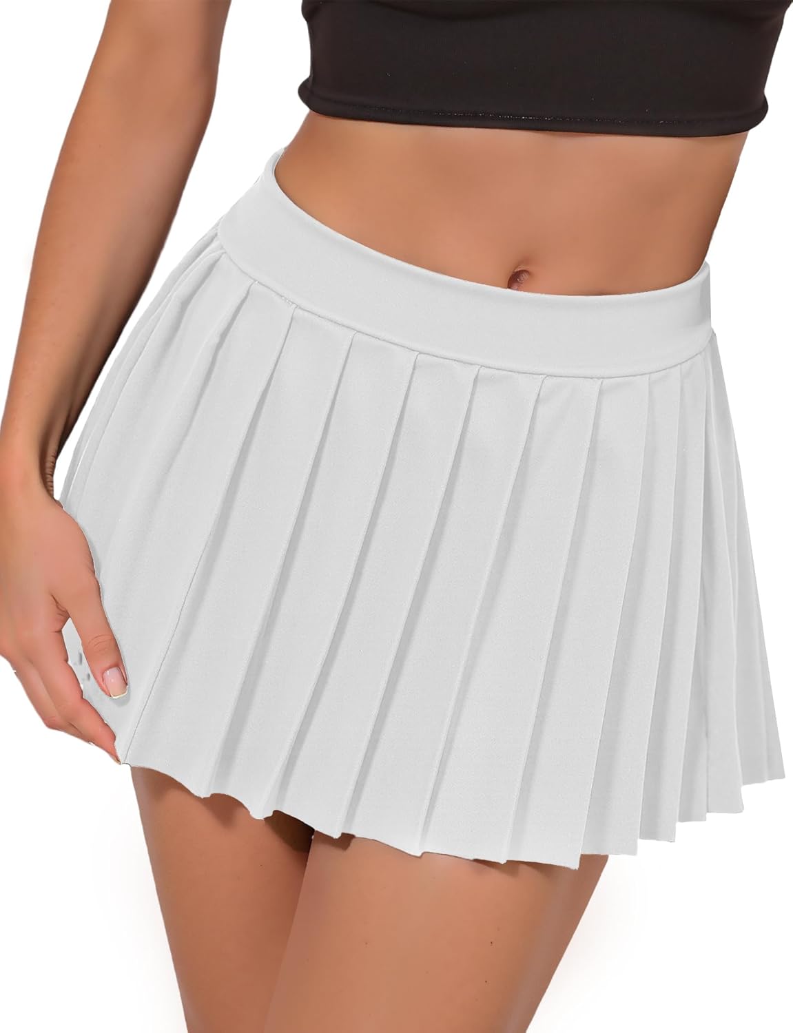 Pleated Mini Skirt for Women,High Waist Stretchy Skater A-line Y2K Casual Tennis Sexy Club Womens Skirt