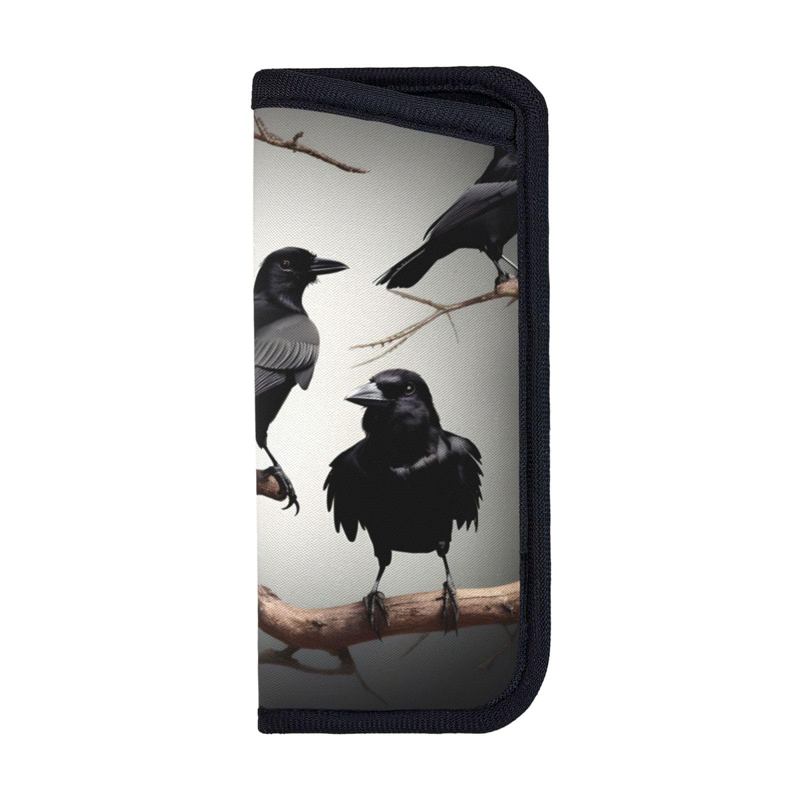 MDATT Black Crow Birds On A Branch Soft Sunglasses Pouch, Compact Travel-Friendly Glasses Case Soft, For Jetsetters