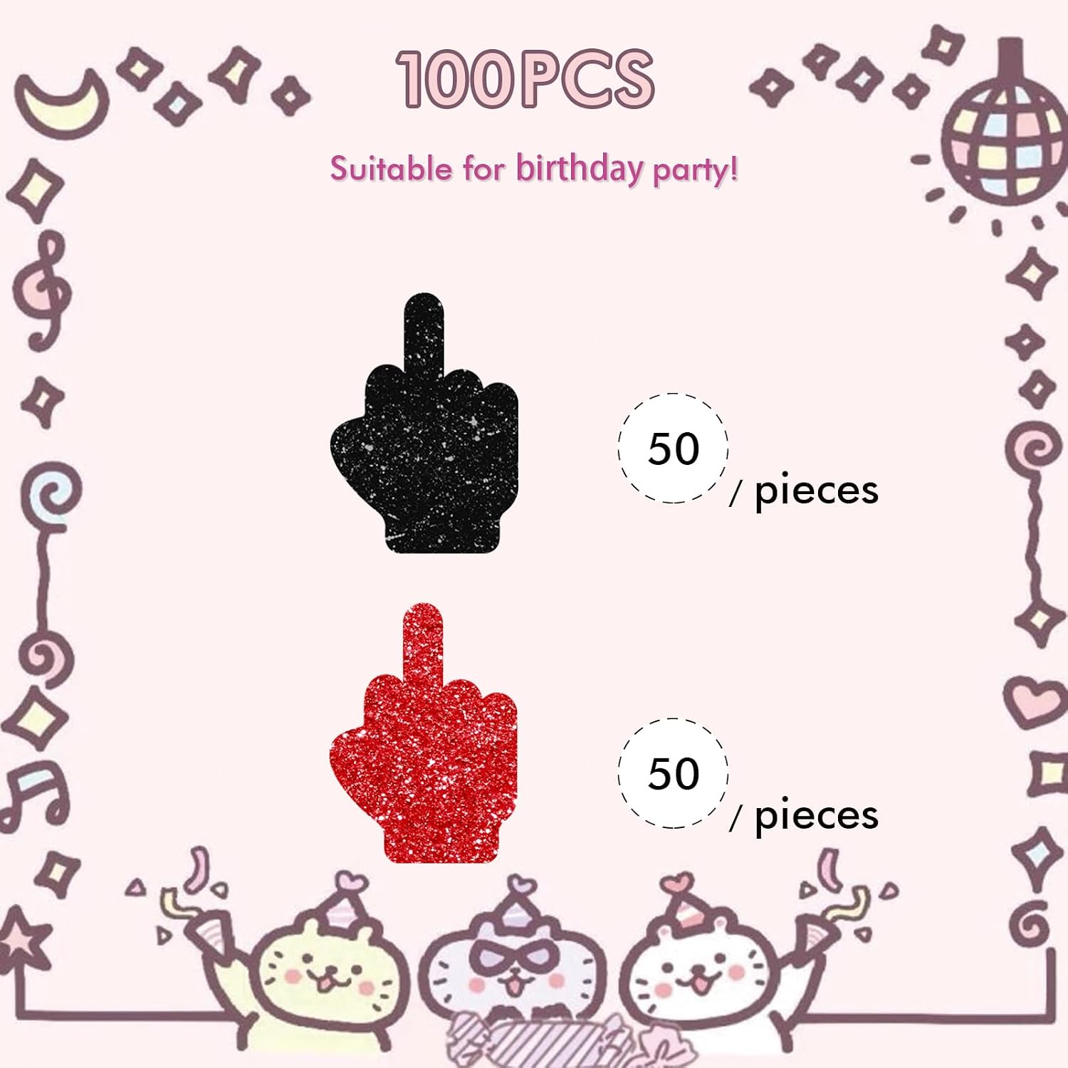 Set of 100 Middle Finger Confetti, Red Glitter Finger Paper Scatter, Funny Party Confetti, Hand Smash Cake Decor, Funny Themed Birthday Party Decor, Adult Birthday Party Supplies image 3