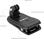 Sac à Dosseret Chapeau Clip Mount Compatible avec GoPro | pour aller Pro Héros 13 12 11 10 9 8 7 6 5 4 Séance 3+ 3 Max Mission DJI Caméras d'action Osmo