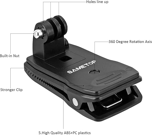 Miniatura 3 de Soporte para correa de mochila Soporte rápido de clip compatible con GoPro Hero 13, 12, 11, 10, 9, 8, 7, 6, 5, 4, Session, 3+, 3, 2, 1, Hero (2018),