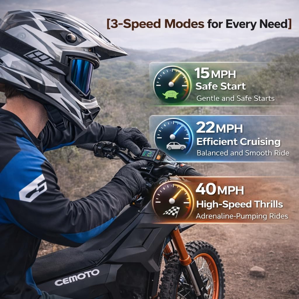 Electric Dirt Bike for Teens Adults - 3000W Motor with 48V 21AH Battery - 14"/12" Fat Tire Dual Hydraulic Brakes & Full Suspensions Electric Motorcycle for Teens Adults
