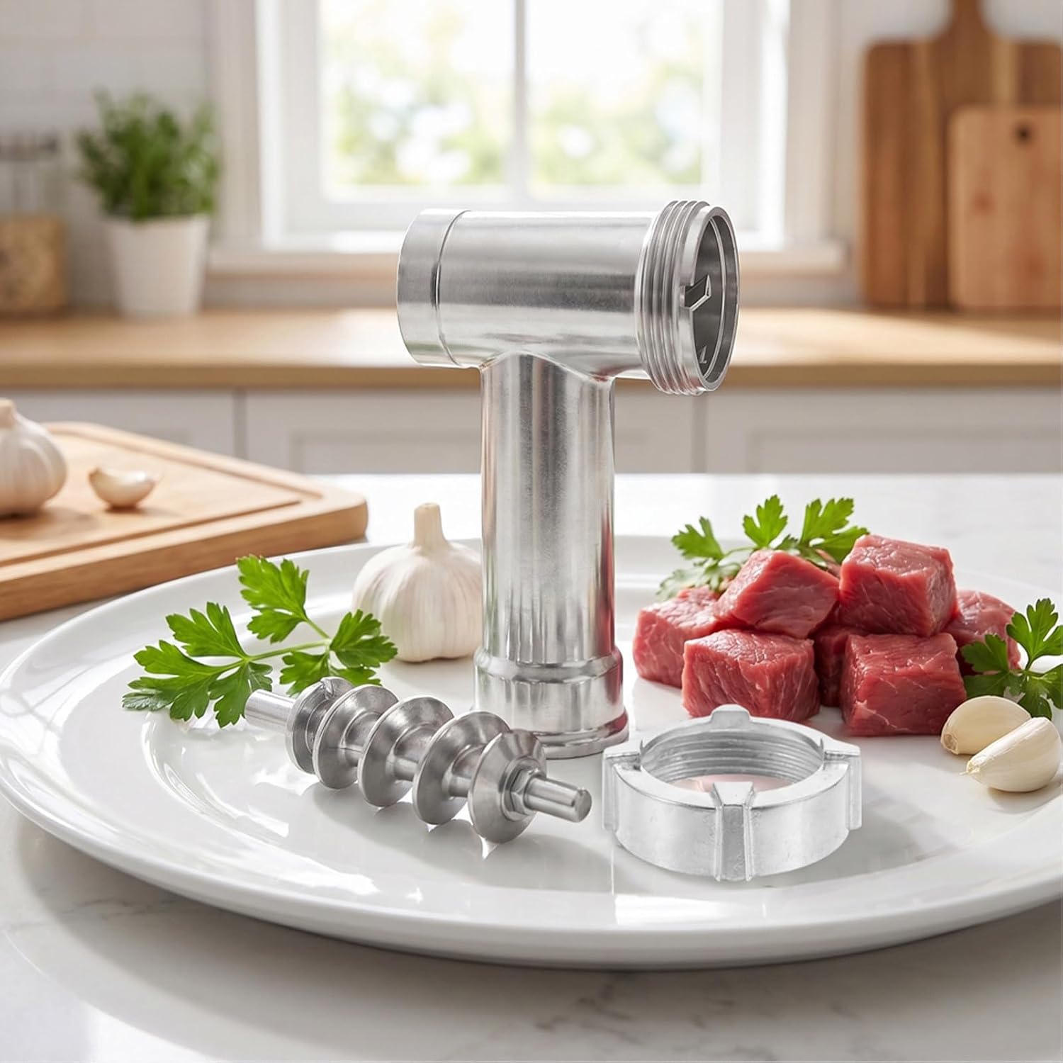 COLLBATH 1 Set Aluminum Alloy Meat Grinder Cylinder Kit, Grinder Parts Replacement for Sausage Filling and Food Processing in Home Kitchen