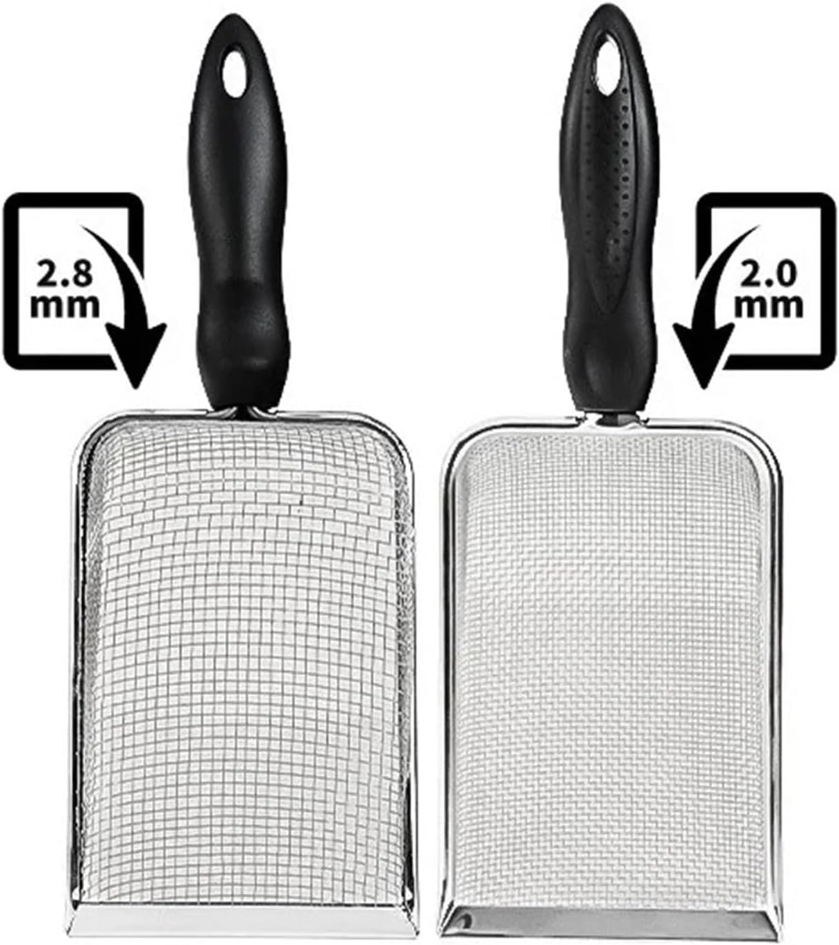 Cat Litter Shovel Stainless Steel Reptile Sand Substrate Clean Up Feces Fine Mesh Sifter for Bedding Scoop(Mesh2.0x2.0mm)