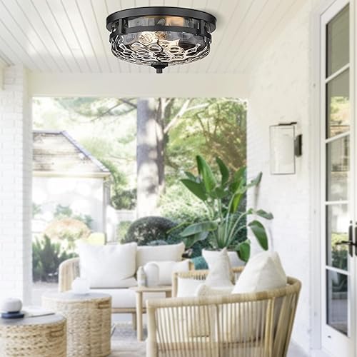 Miniatura 7 de Casia Luces de techo de montaje empotrado, 2 luces de granja cerca del techo, lámpara de techo industrial para cocina, pasillo, dormitorio, sala de